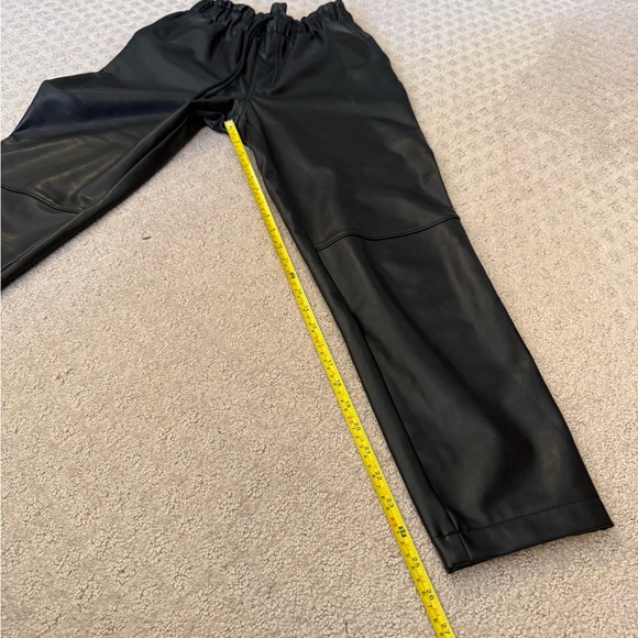 Abercrombie & Fitch Straight Leg Black Faux Leather Paper Bag Pants High Rise - Picture 3 of 5